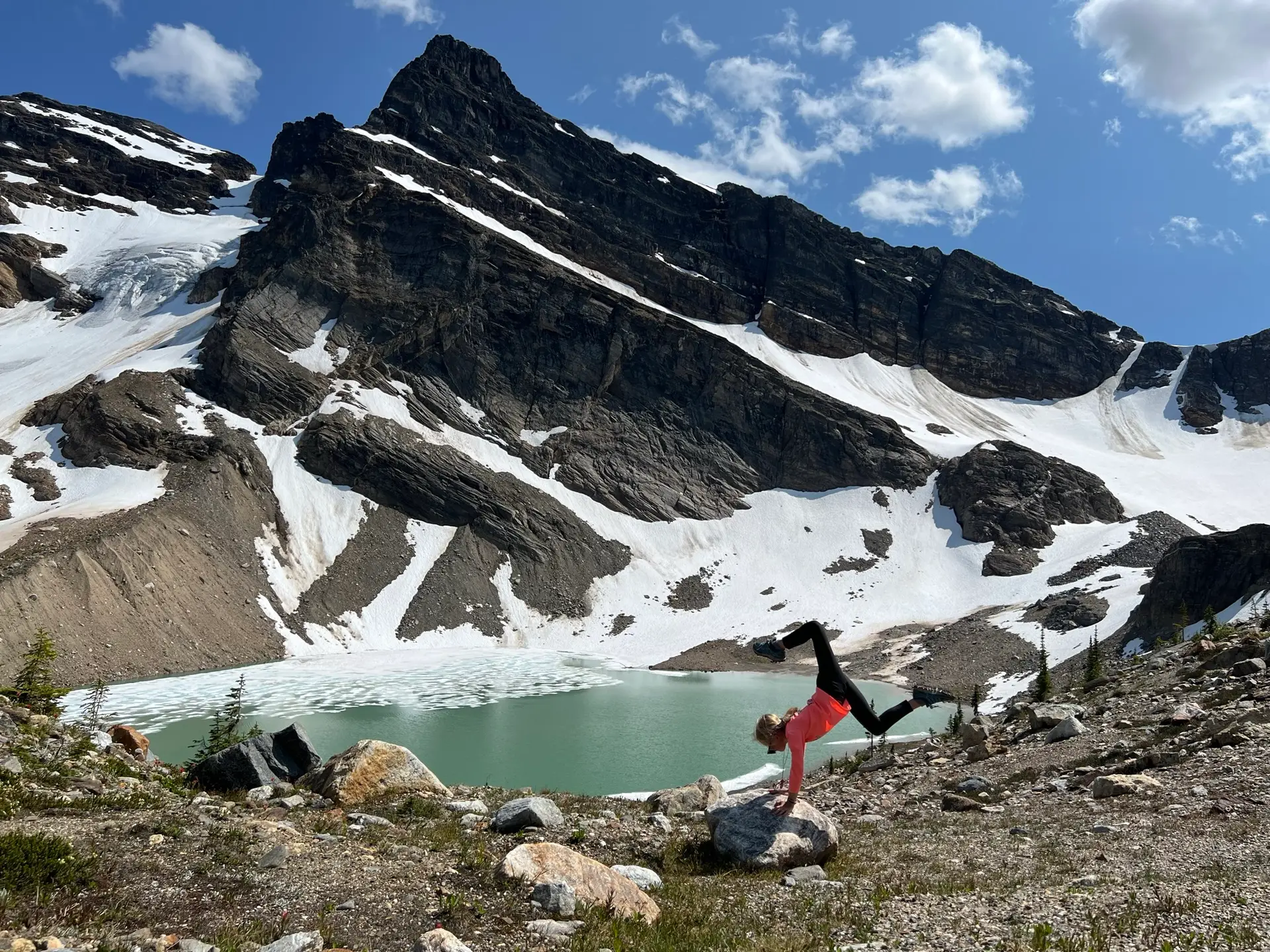 heli canada alpine handstands